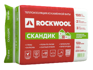 Утеплитель ROCKWOOL Скандик 800х600х100мм (2,88м2 / 0.288м3 / 6плит) 1699 - фото 5894